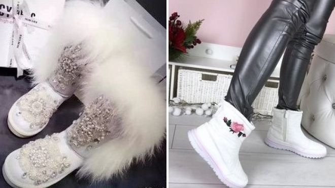 белые сапоги с вышивкой