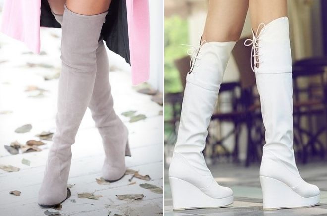 белые замшевые сапоги