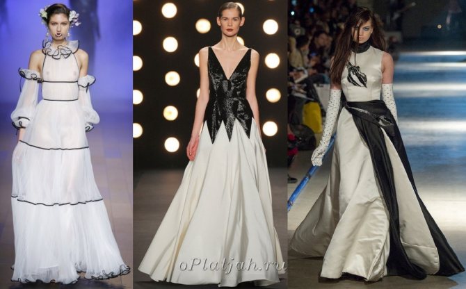 черно-белые вечерние платья с разным декором