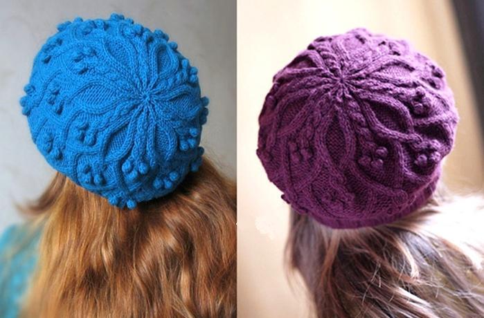 Как связать детский берет спицами с объемным цветком: схема с описанием