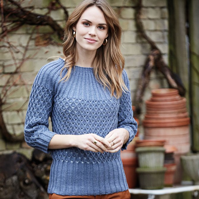 Как связать джемпер сетчатым рельефным узором