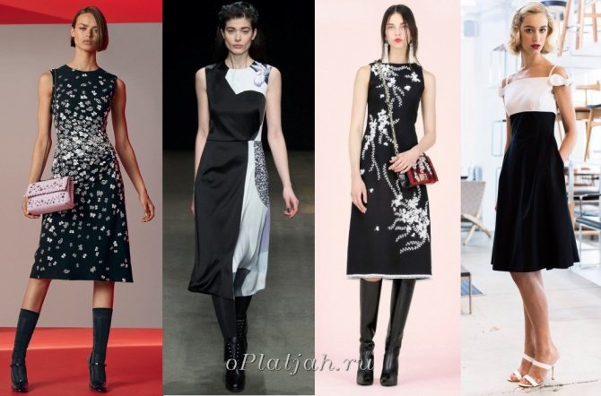 кокетйльные черно-белые платья