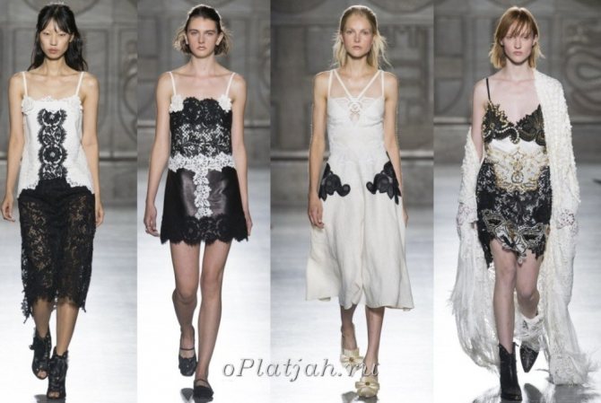 кружевные черно-белые платья в бельевом стиле