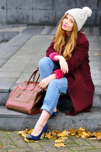 С чем носить пальто винного цвета: 10 лучших сочетаний с примерами