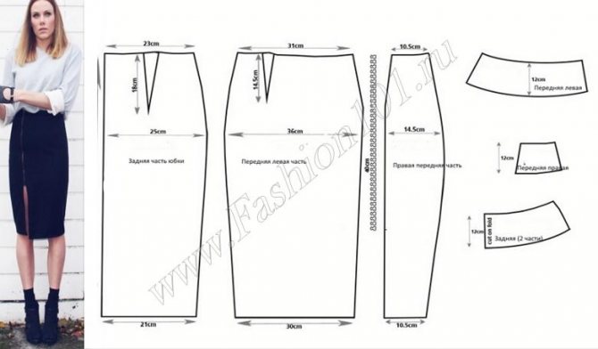 Выкройка юбки карандаш с молнией для осени