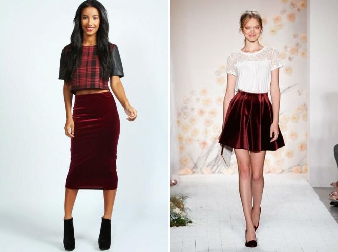 юбка бордового цвета
