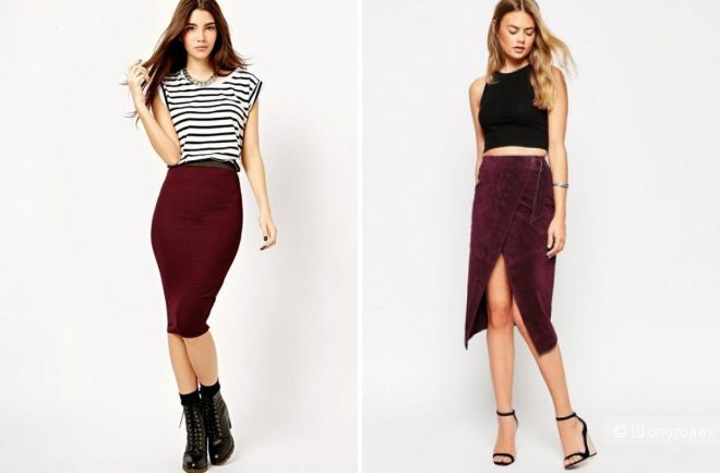 юбка карандаш бордового цвета