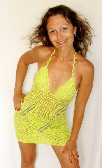 Зеленый сарафан крючком для женщин - работа Натальи Липейко