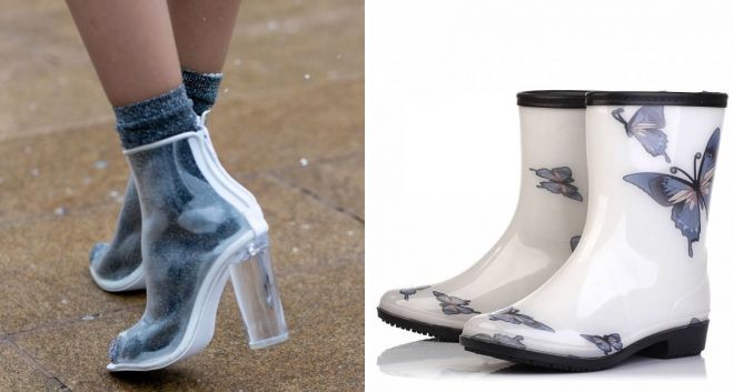 женские белые резиновые сапоги