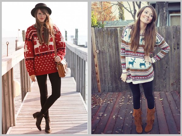 Как носить свитер с оленями