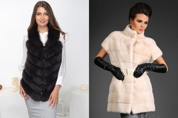 жилет из норки в разных цветах